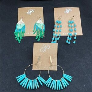 Plunder Design Weslynn Chantelle Blue and Gold Earring Trio